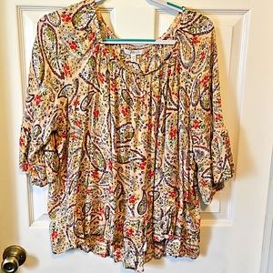 Women's Fever multicolored  paisley top size 2X.